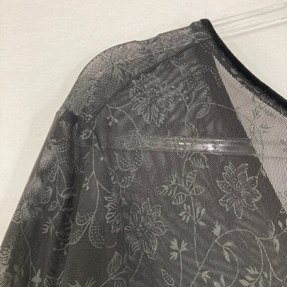 Vintage Bobbie Bee size 14 Black Velvet Mesh V Neck Dark Romantic Maxi Dress - Picture 4 of 9